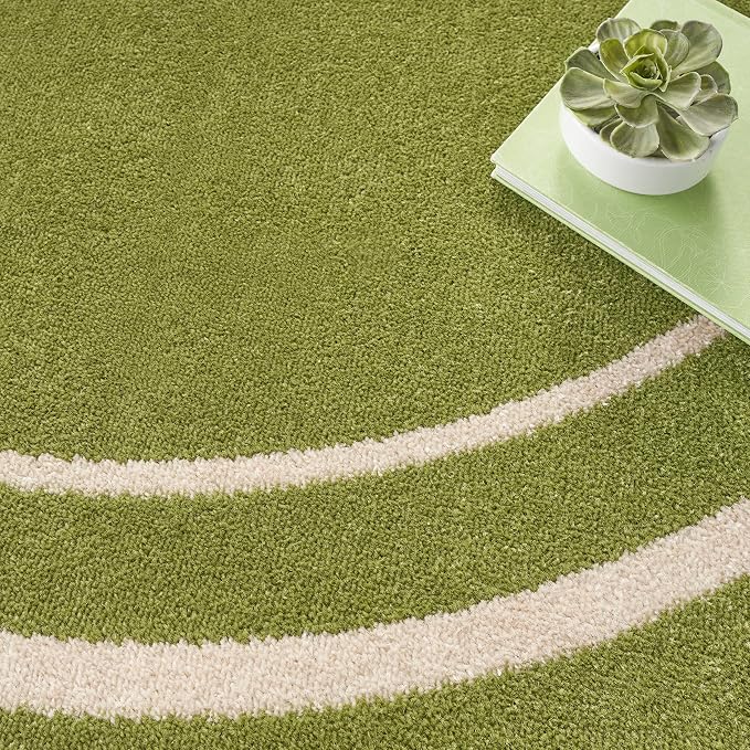 Nourison Home Nourison Essentials Green Ivory 4' x Round Area Rug - Easy Clean, Non Shedding, Bed Room, Living Room, Dining Room, Kitchen (4' x Round)
