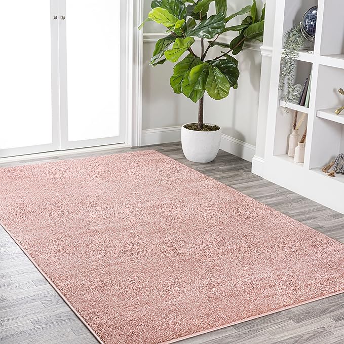 JONATHAN Y Haze Solid Low-Pile Pink Indoor Area Rug 4x6, Coastal,Bohemian,Minimalist,Classic, Easy-Cleaning for Living Room,Bedroom,Kitchen,Pet Friendly,Non-Shedding (SEU100P-4)