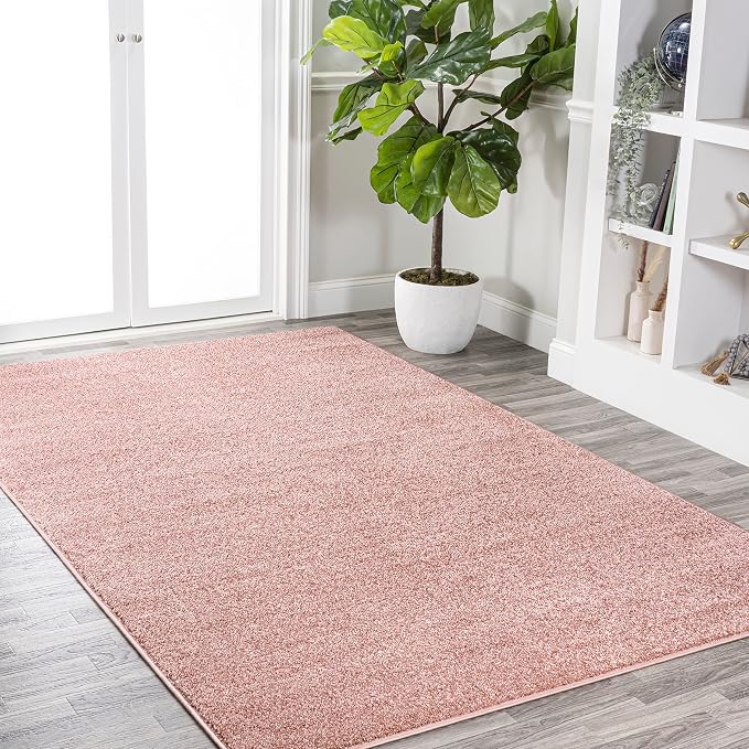 JONATHAN Y Haze Solid Low-Pile Pink Indoor Area Rug 6x9, Coastal,Bohemian,Minimalist,Classic, Easy-Cleaning for Living Room,Bedroom,Kitchen,Pet Friendly,Non-Shedding (SEU100P-6)