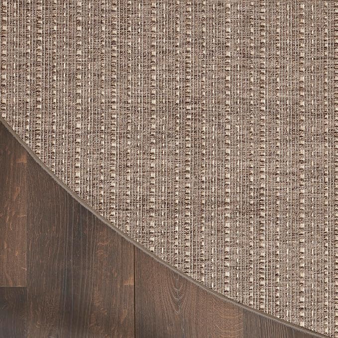 Nourison Home Tulum Brown 8' x Round Area Rug - Easy Clean, Non Shedding, Bed Room, Living Room, Dining Room, Kitchen (8' x Round)