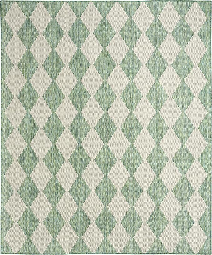 Nourison Home Positano Blue Green 7' x 10' Area Rug - Easy Clean, Non Shedding, Bed Room, Living Room, Dining Room, Kitchen (7' x 10')