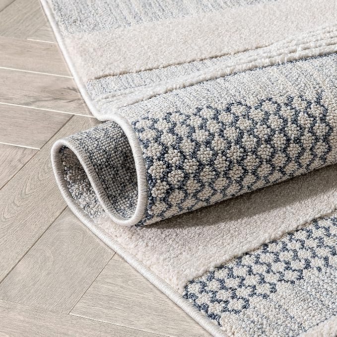 Well Woven Harlow Collection Briar Light Blue - Modern Tribal Minimalist Geometric 5x7 Area Rug - Ideal for Living Room, Dining Room & Bedroom - Durable, Stain Resistant & Easy to Clean