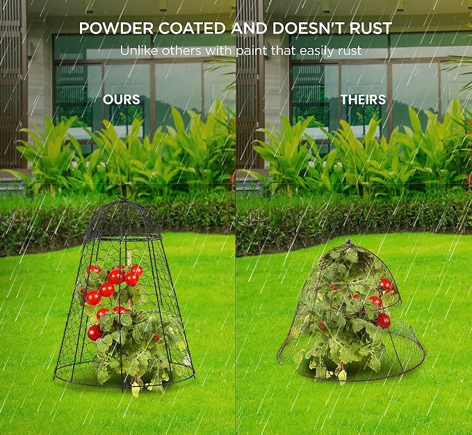 boldworks Garden Cloches for Plants Chicken Wire Cages to Protect from Animals Outdoor Extra Large Rustproof Thicker and Finer Mesh 12" x 20" Pack of 6