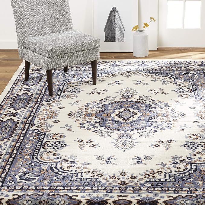 Home Dynamix Premium Sakarya Traditional Medallion Border Area Rug, Porcelain, 21"x35" Rectangle