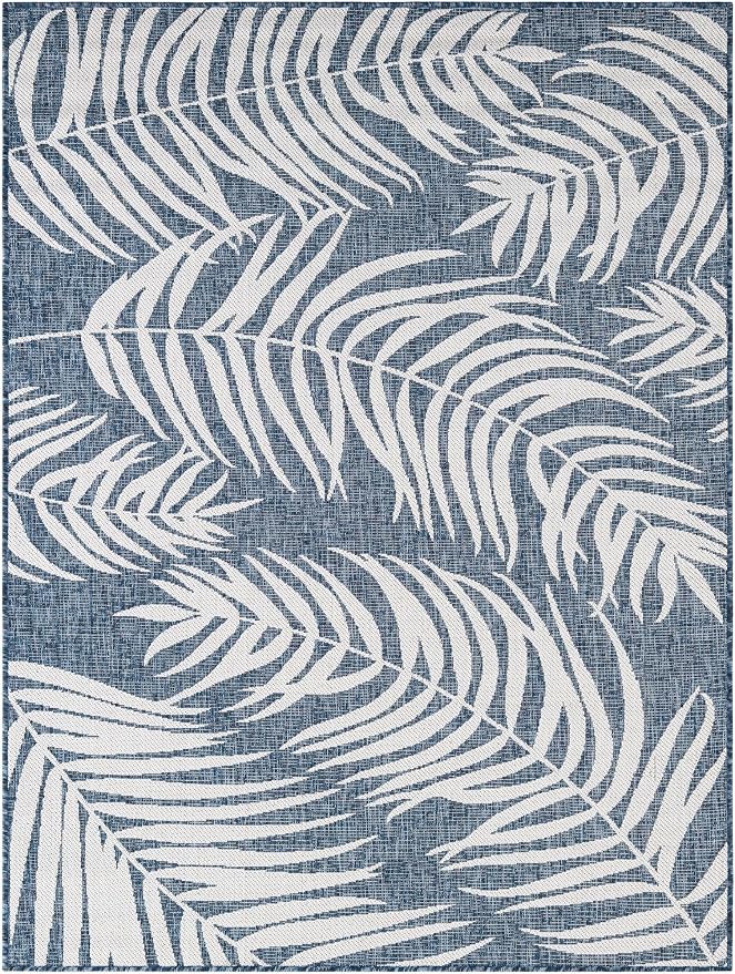 Unique Loom Outdoor Botanical Collection Area Rug - Palm (5' 1" x 7' 1" Rectangle Blue/Navy Blue)
