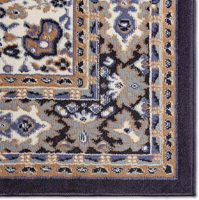 Home Dynamix Premium Sakarya Traditional Medallion Area Rug, Navy Blue/Brown, 5'2"x7'4"
