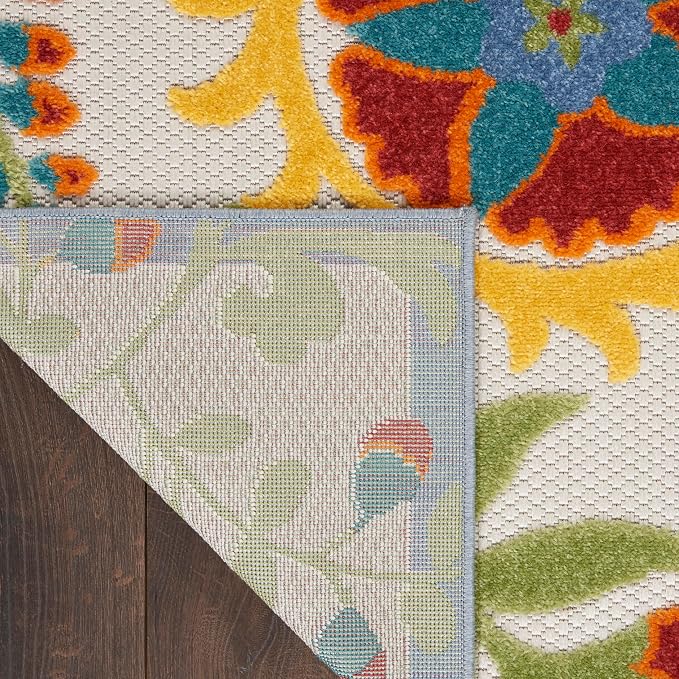 Nourison Home Aloha Ivory Multicolor 9' x 12' Area Rug - Easy Clean, Non Shedding, Bed Room, Living Room, Dining Room, Kitchen (9' x 12')