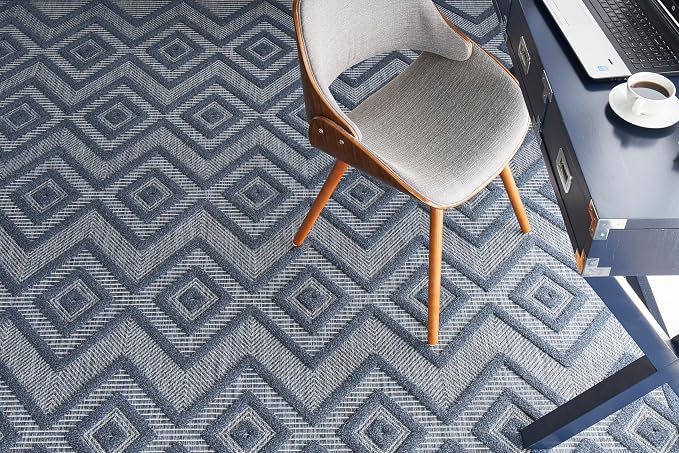Nourison Home Versatile Navy Blue 5' x 7' Area Rug - Easy Clean, Non Shedding, Bed Room, Living Room, Dining Room, Kitchen (5' x 7')