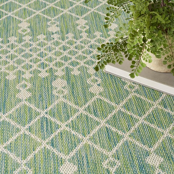 Nourison Home Positano Blue Green 7' x 10' Area Rug - Easy Clean, Non Shedding, Bed Room, Living Room, Dining Room, Kitchen (7' x 10')
