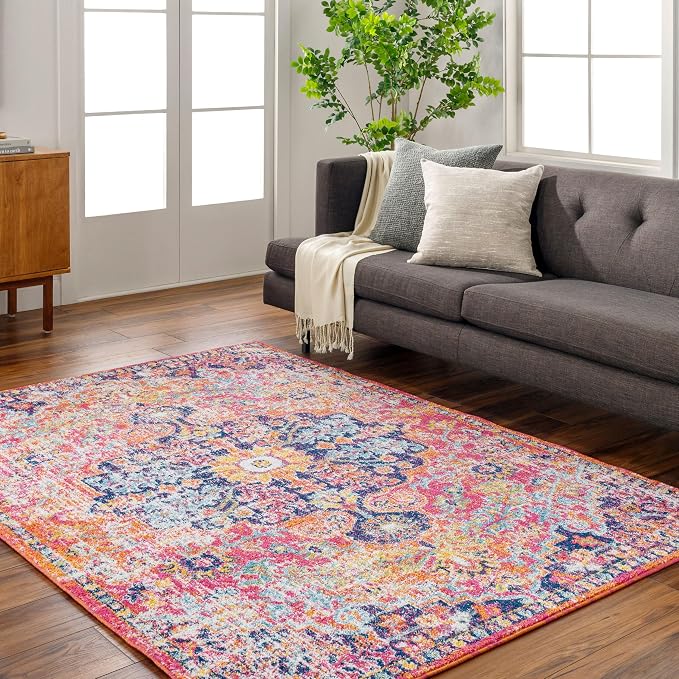Livabliss Odelia Vintage Bohemian Area Rug,5'3" x 7'3",Pink/Orange