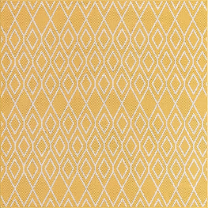 Jill Zarin Outdoor Collection Area Rug - Turks and Caicos (7' 10" Square Yellow Ivory/Ivory)