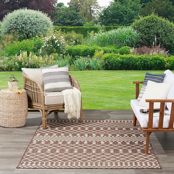 Nourison Home Positano Natural 6' x 9' Area Rug - Easy Clean, Non Shedding, Bed Room, Living Room, Dining Room, Kitchen (6' x 9')