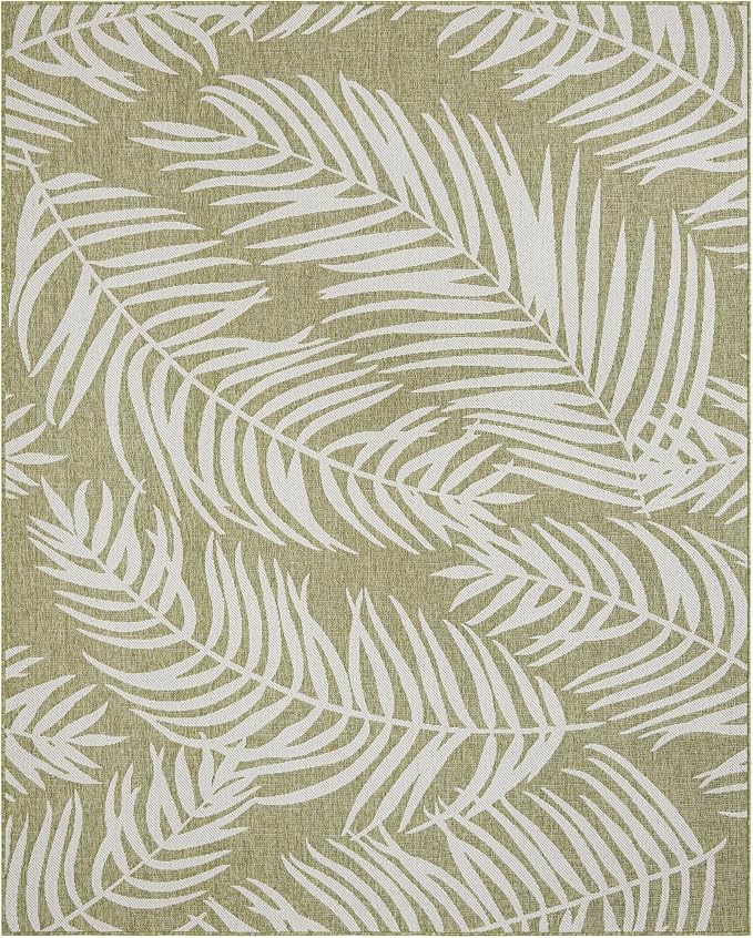 Unique Loom Outdoor Botanical Collection Area Rug - Palm (7' 10" x 10' Rectangle Green/Ivory)