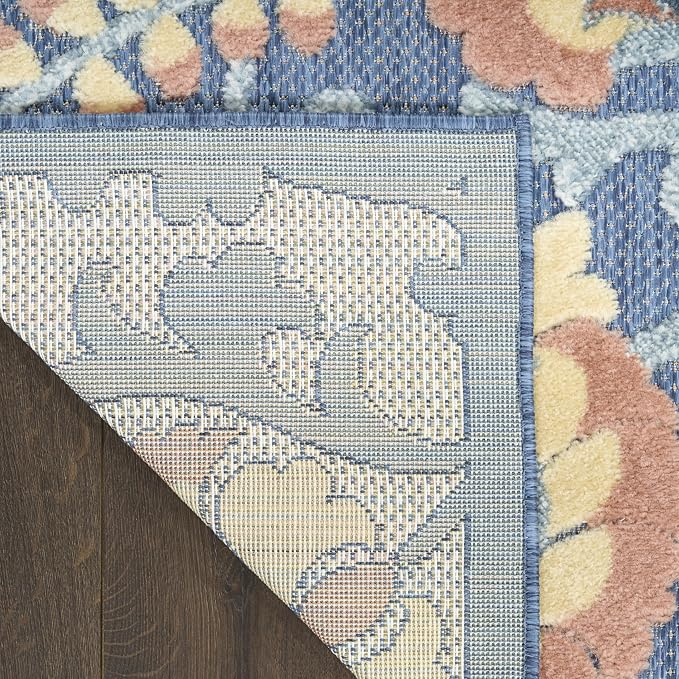 Nourison Home Aloha Blue Rose 2'8" x 4' Area Rug - Easy Clean, Non Shedding, Bed Room, Living Room, Dining Room, Kitchen (3' x 4')