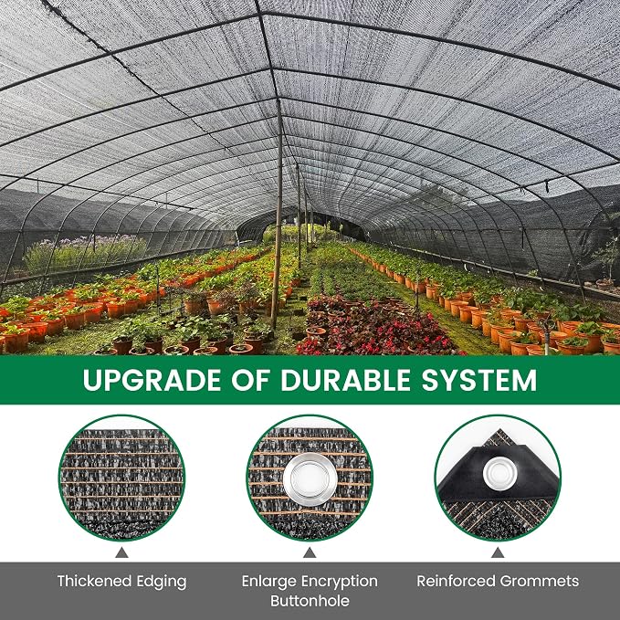 50% 14 X 20 FT Black Shade Cloth, Outdoor Woven Sun Shade with Grommets, Durable Breathable Netting Shading Antifreezing for Patio, Garden, DIY Home, Plants Cover, Greenhouse, Dog Kennel