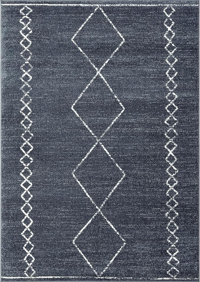 LUXE WEAVERS Daphnes Anthracite 5x7 Boho Moroccan Geometric Area Rug 2735