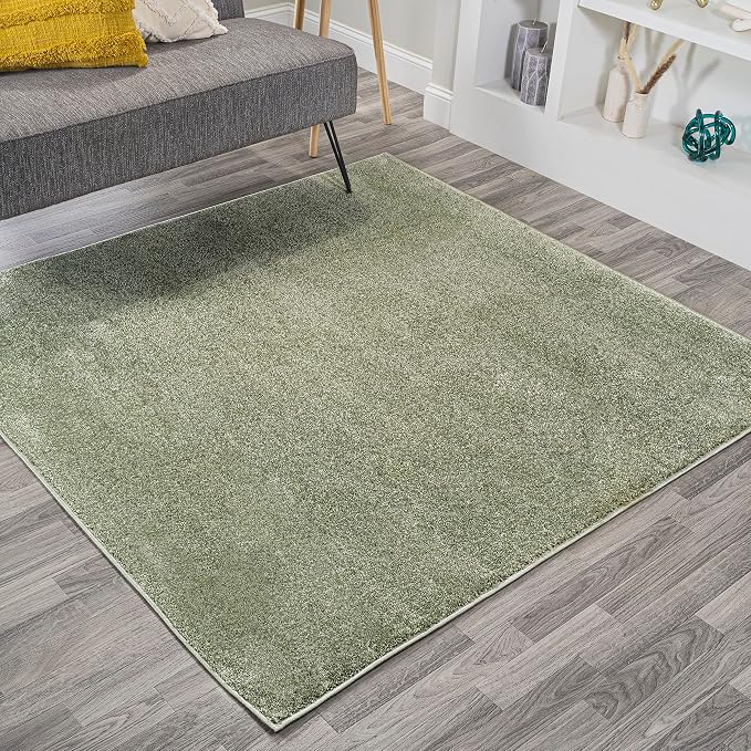 JONATHAN Y Haze Solid Low-Pile Green 6x6 Square Indoor Area Rug, Coastal,Bohemian,Minimalist,Classic, Easy-Cleaning for Living Room,Bedroom,Kitchen,Pet Friendly,Non-Shedding (SEU100O-6SQ)