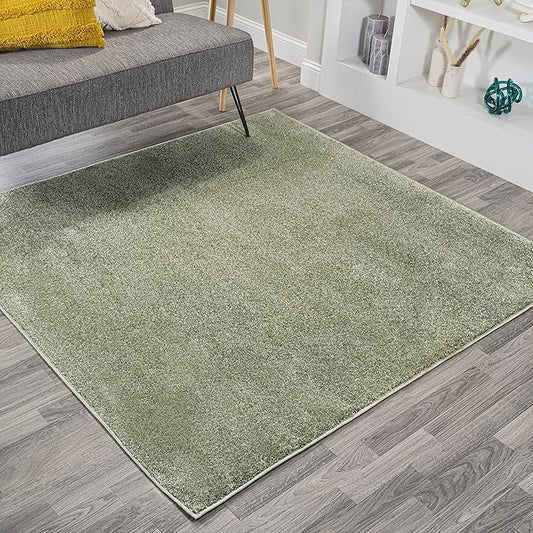 JONATHAN Y Haze Solid Low-Pile Green 9x9 Square Indoor Area Rug, Coastal,Bohemian,Minimalist,Classic, Easy-Cleaning for Living Room,Bedroom,Kitchen,Pet Friendly,Non-Shedding (SEU100O-9SQ)