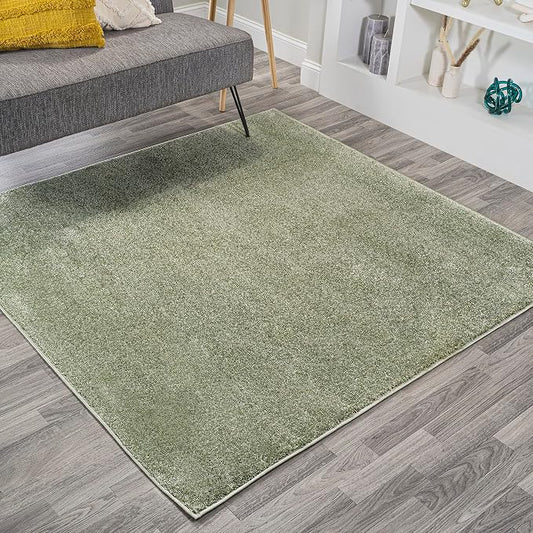 JONATHAN Y Haze Solid Low-Pile Green 5x5 Square Indoor Area Rug, Coastal,Bohemian,Minimalist,Classic, Easy-Cleaning for Living Room,Bedroom,Kitchen,Pet Friendly,Non-Shedding (SEU100O-5SQ)