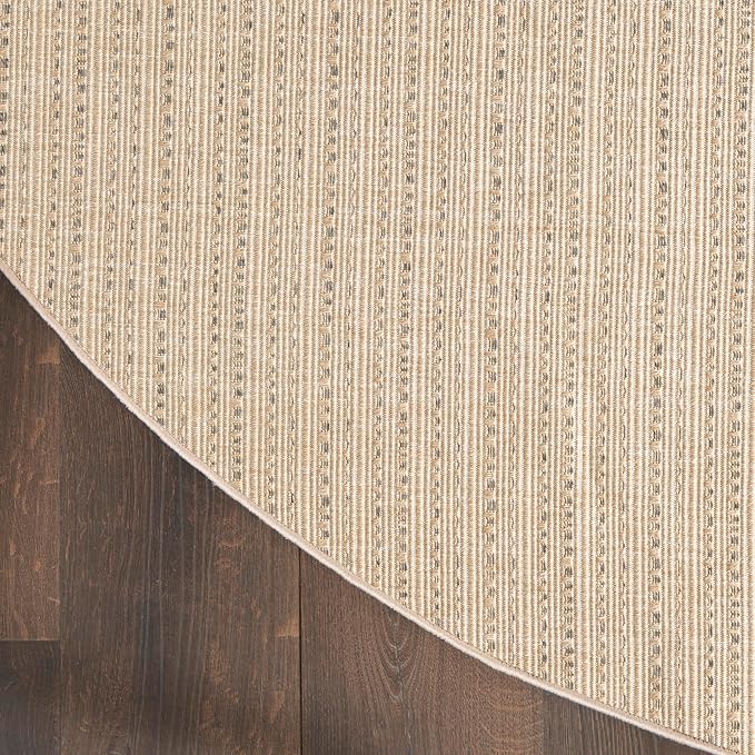 Nourison Home Tulum Taupe 8' x Round Area Rug - Easy Clean, Non Shedding, Bed Room, Living Room, Dining Room, Kitchen (8' x Round)