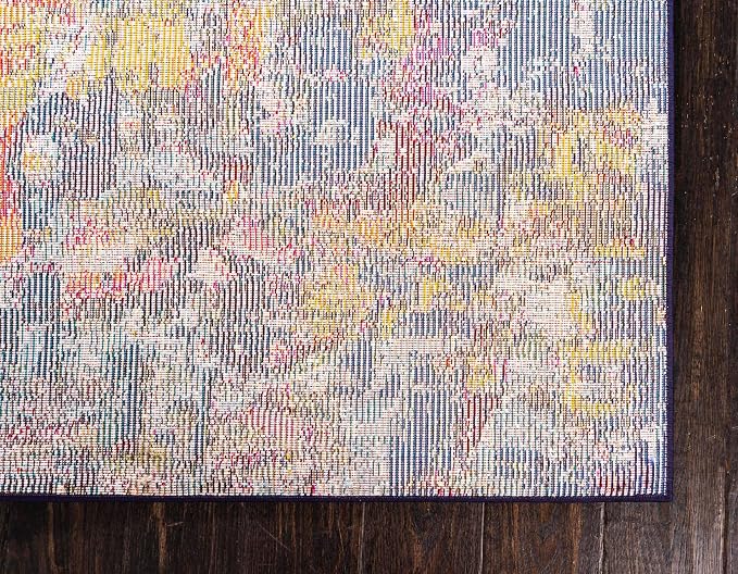 Unique Loom Estrella Collection Dark Colors, Modern, Abstract, Distressed Area Rug (9' 0 x 12' 0 Rectangular, Multi/Navy Blue)