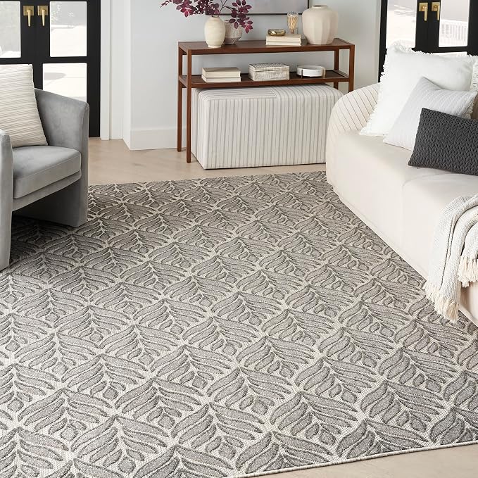 Nourison Home Aloha Charcoal 6' x 9' Area Rug - Easy Clean, Non Shedding, Bed Room, Living Room, Dining Room, Kitchen (6' x 9')