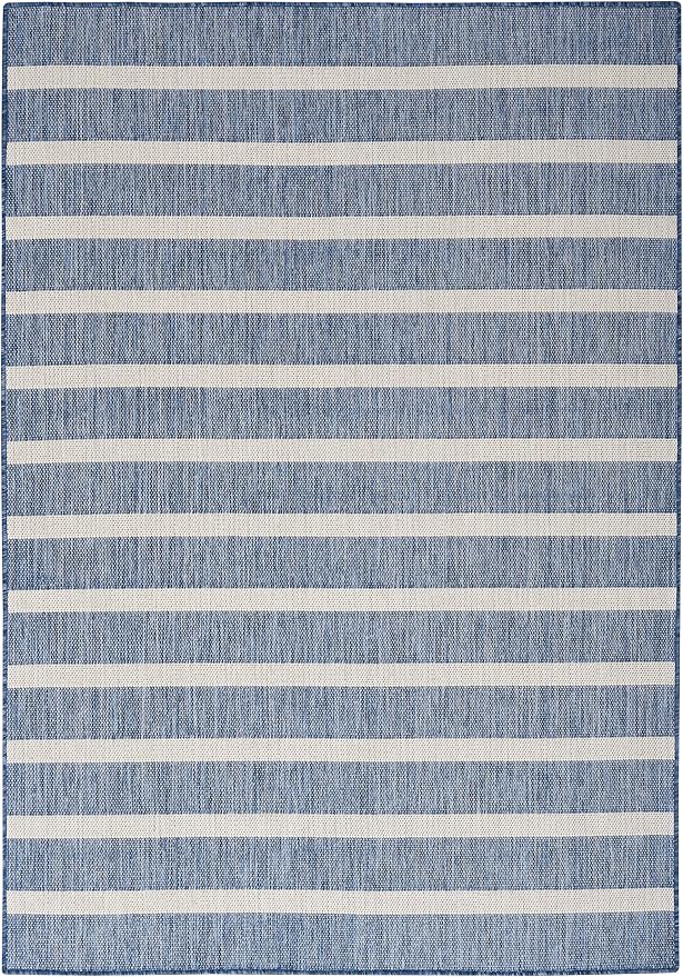 Nourison Home Positano Navy Ivory 5' x 7' Area Rug - Easy Clean, Non Shedding, Bed Room, Living Room, Dining Room, Kitchen (5' x 7')