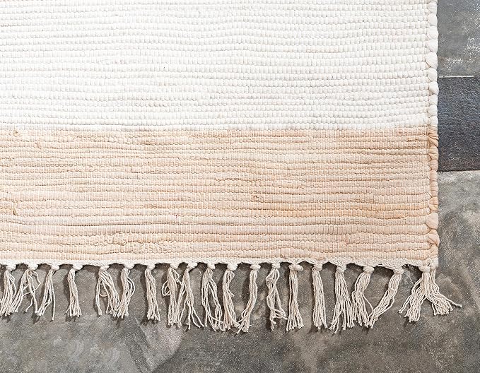 Unique Loom Chindi Rag Collection Area Rug - Striped (2'x 3' 1" Rectangle, Beige/ Ivory)