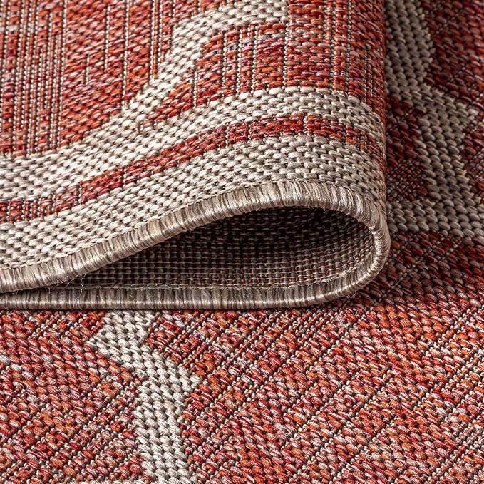 JONATHAN Y Moroccan Trellis Indoor Outdoor Area Rug 6X9 Red/Beige, Trebol Textured Weave for Backyard, Patio, Porch, Easy-Cleaning, High Traffic, Pet-Friendly, Non-Shedding (SMB109C-6)