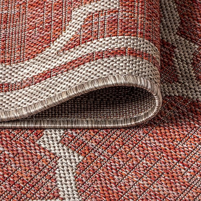 JONATHAN Y Moroccan Trellis Indoor Outdoor Runner Rug 2X20 Red/Beige, Trebol Textured Weave for Backyard, Patio, Porch, Easy-Cleaning, High Traffic, Pet-Friendly, Non-Shedding (SMB109C-220)