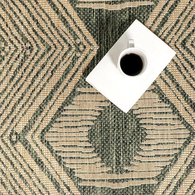 nuLOOM Ranya Green Geometric Indoor/Outdoor Area Rug, 10' x 14'
