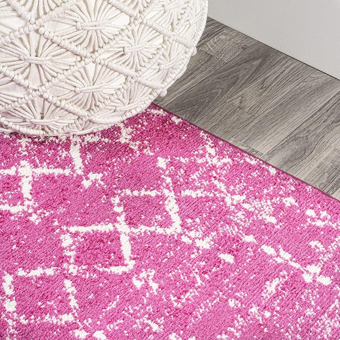 JONATHAN Y Boho Vintage Diamond Fuchsia/Ivory Indoor Area Rug 5X8 ft, Moroccan Hype for Living Room, Bedroom, Kitchen, Office, Easy-Cleaning, High Traffic, Pet-Friendly, Non-Shedding (MOH101G-5)
