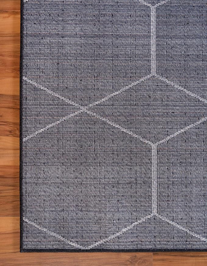 Unique Loom Trellis Frieze Collection Area Rug - Geometric (3' 3" x 5' 3", Black/ Ivory)