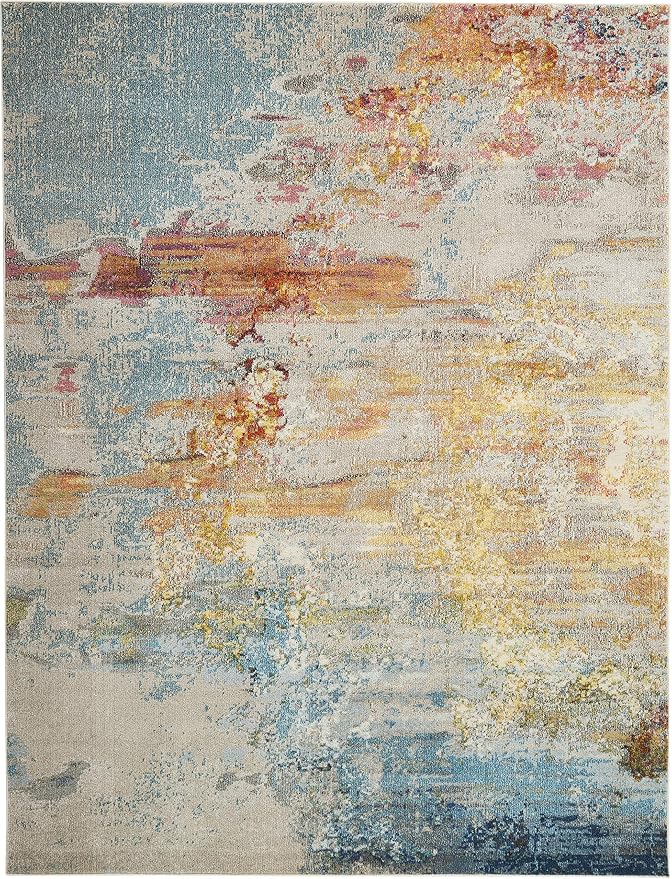 Nourison Home Celestial Sealife 7'10" x 10'6" Area Rug - Easy Clean, Non Shedding, Bed Room, Living Room, Dining Room, Kitchen (8' x 11')