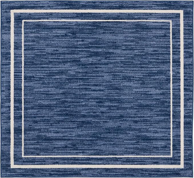 Nourison Home Nourison Essentials Navy/Ivory 5' x Square Area Rug - Easy Clean, Non Shedding, Bed Room, Living Room, Dining Room, Kitchen (5' x Square)