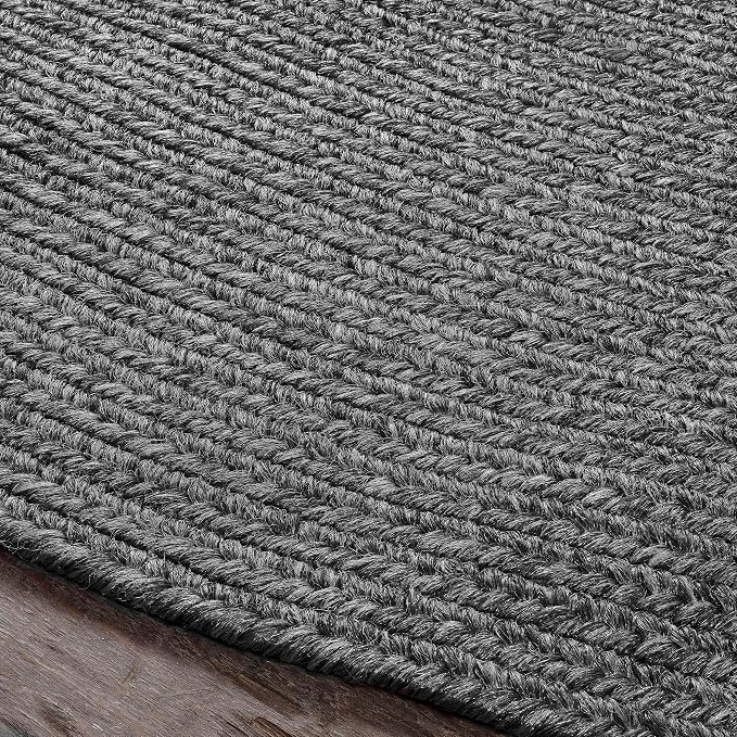 Superior Indoor/ Outdoor Large Area Rug, Reversible Braided Home Floor Decor for Living Room, Kitchen, Entryway, Patio, Front Porch, Deck, Modern, Boho, Farmhouse Style, 3' x 5', Charcoal