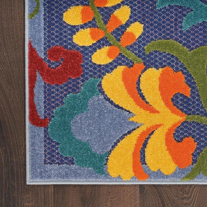 Nourison Home Aloha Navy Multicolor 5'3" x 7'5" Area Rug - Easy Clean, Non Shedding, Bed Room, Living Room, Dining Room, Kitchen (5' x 8')