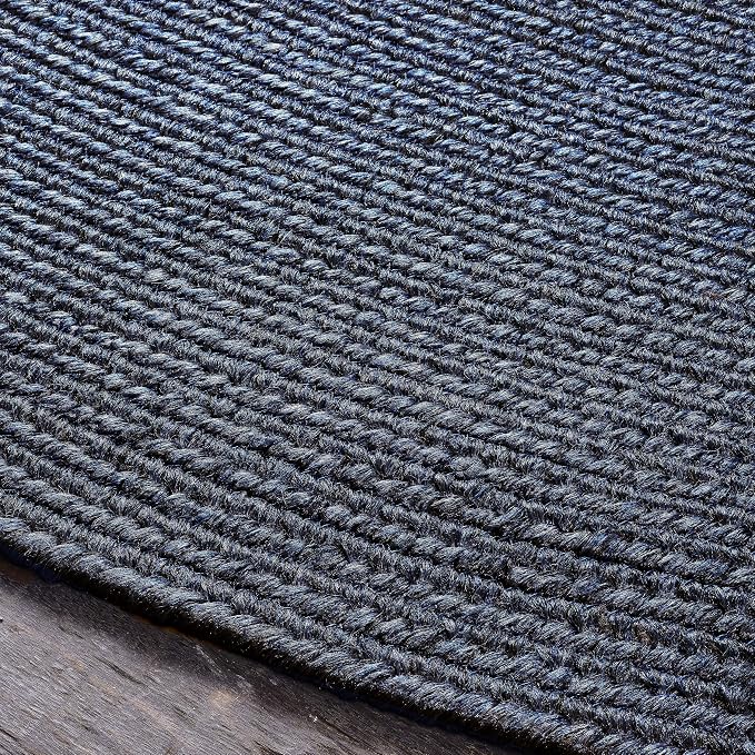 Superior Jute Oval Indoor Area Rug, Denim Blue
