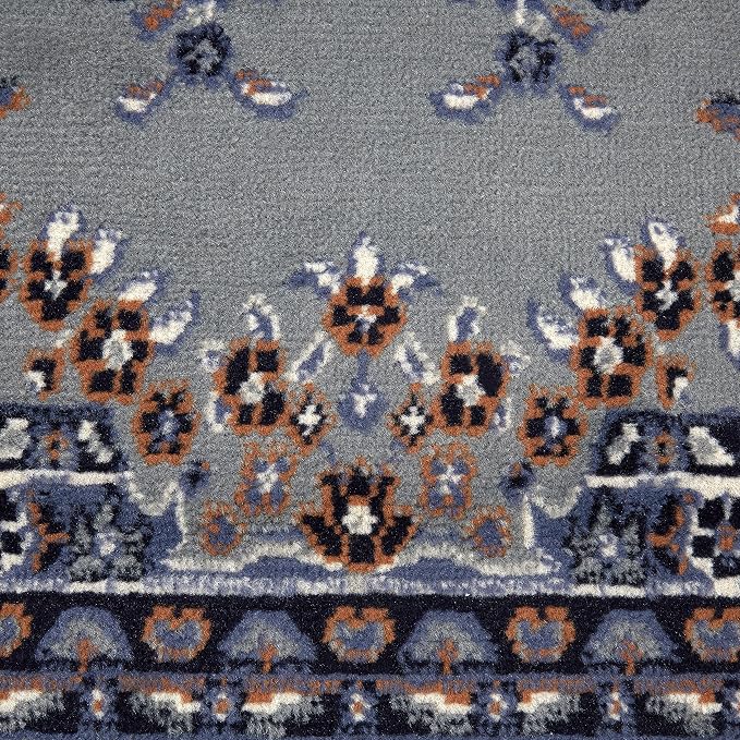 Home Dynamix Premium Sakarya Traditional Medallion Border Area Rug, Silver, 1'9"x7'2" Runner