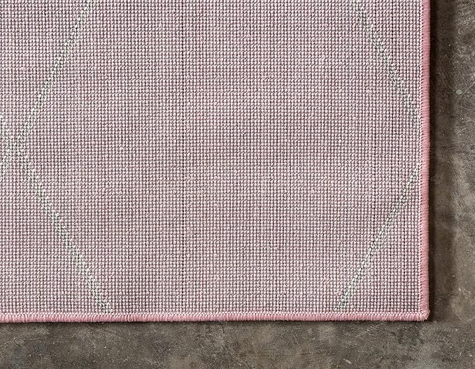 Unique Loom Trellis Frieze Collection Area Rug - Geometric (8' x 10', Light Pink/ Ivory)