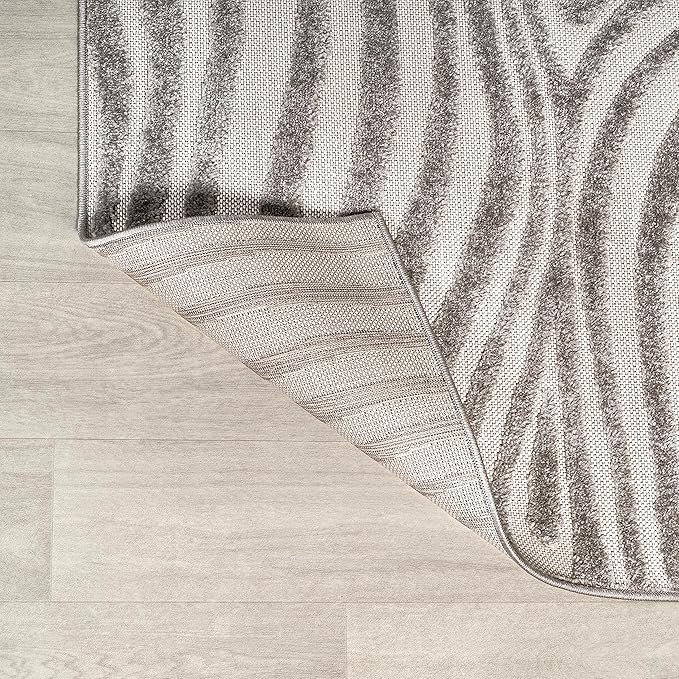 JONATHAN Y Maribo High-Low Abstract Striped Gray/Ivory 9x12 Indoor/Outdoor Area Rug, Pet Friendly, Non-Shedding, Stain Resistant, Easy-Cleaning for Backyard, Patio, Porch (SCN103B-9)
