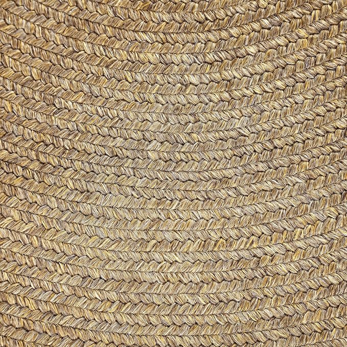 Superior Indoor/Outdoor Area Rug, Reversible Braided Floor Decor for Living Room, Kitchen, Patio, Front Porch, Modern Boho Farmhouse Rugs, Hardwood, Bedroom Accessories, 4' Round, Latte