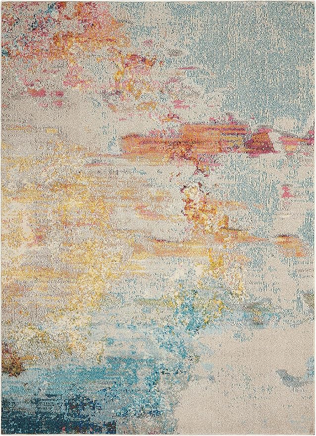 Nourison Home Celestial Sealife 3' x 5' Area Rug - Easy Clean, Non Shedding, Bed Room, Living Room, Dining Room, Kitchen (3' x 5')