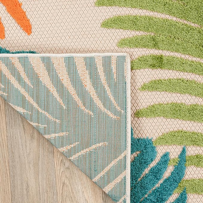 Rugshop Multi Lucca Contemporary Floral Indoor/Outdoor Area Rug Durable Polypropylene, Weather Resistant, Easy Maintenance, Perfect for Patio, Backyard, Deck and Outdoor Lounge 5' x 7'