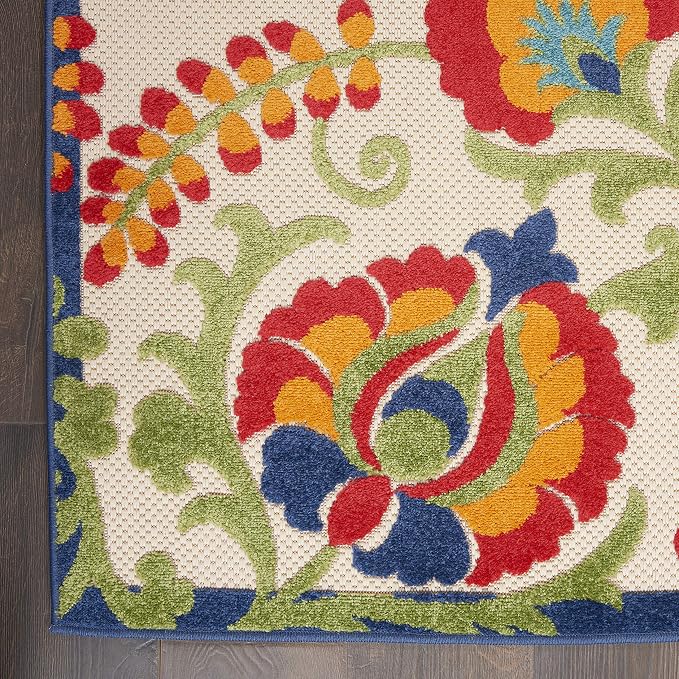 Nourison Home Aloha Multicolor 2'3" x 12' Area Rug - Easy Clean, Non Shedding, Bed Room, Living Room, Dining Room, Kitchen (12' Runner)