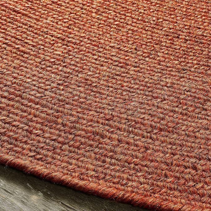 Superior Indoor/Outdoor Area Rug, Reversible Braided Floor Decor for Living Room, Kitchen, Patio, Front Porch, Modern Boho Farmhouse Rugs, Hardwood, Bedroom Accessories, 4' Round, Brick