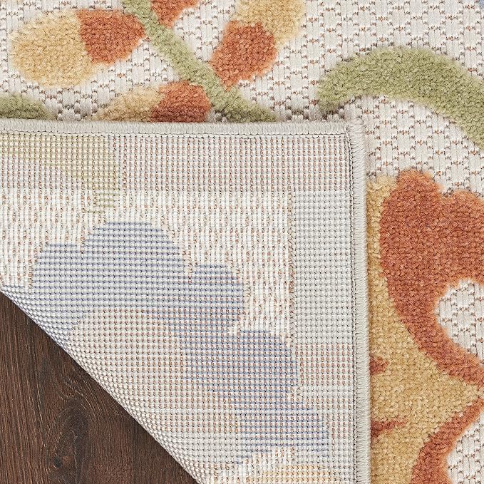 Nourison Home Aloha Ivory Blue 2'8" x 4' Area Rug - Easy Clean, Non Shedding, Bed Room, Living Room, Dining Room, Kitchen (3' x 4')