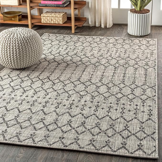 JONATHAN Y Moroccan Geometric Indoor Outdoor Area Rug 3X5 Light Gray/Black, Ourika Textured Weave for Backyard, Patio, Porch, Easy-Cleaning, High Traffic, Pet-Friendly, Non-Shedding (SMB108E-3)