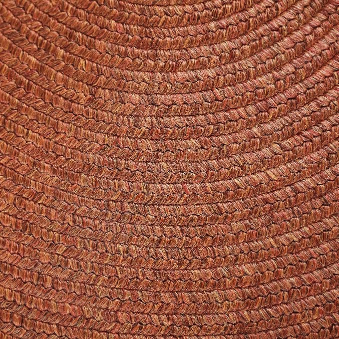 Superior Indoor/Outdoor Area Rug, Reversible Braided Floor Decor for Living Room, Kitchen, Patio, Front Porch, Modern Boho Farmhouse Rugs, Hardwood, Bedroom Accessories, 4' Round, Brick