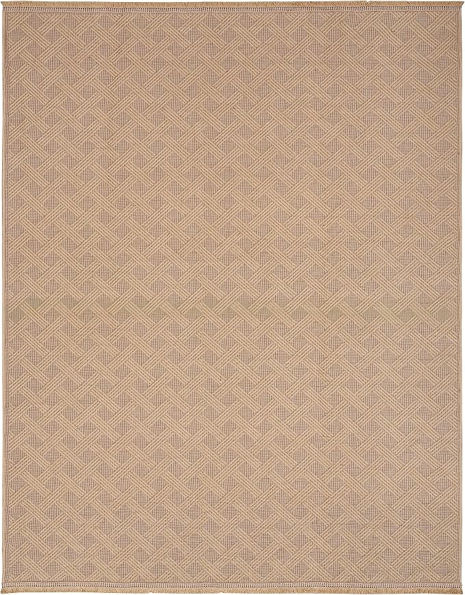 Nourison Home Washable Organic Geometric Natural 7'10" x 9'10" Area -Rug, Easy -Cleaning, Non Shedding, Bed Room, Living Room, Dining Room, Kitchen (8x10)